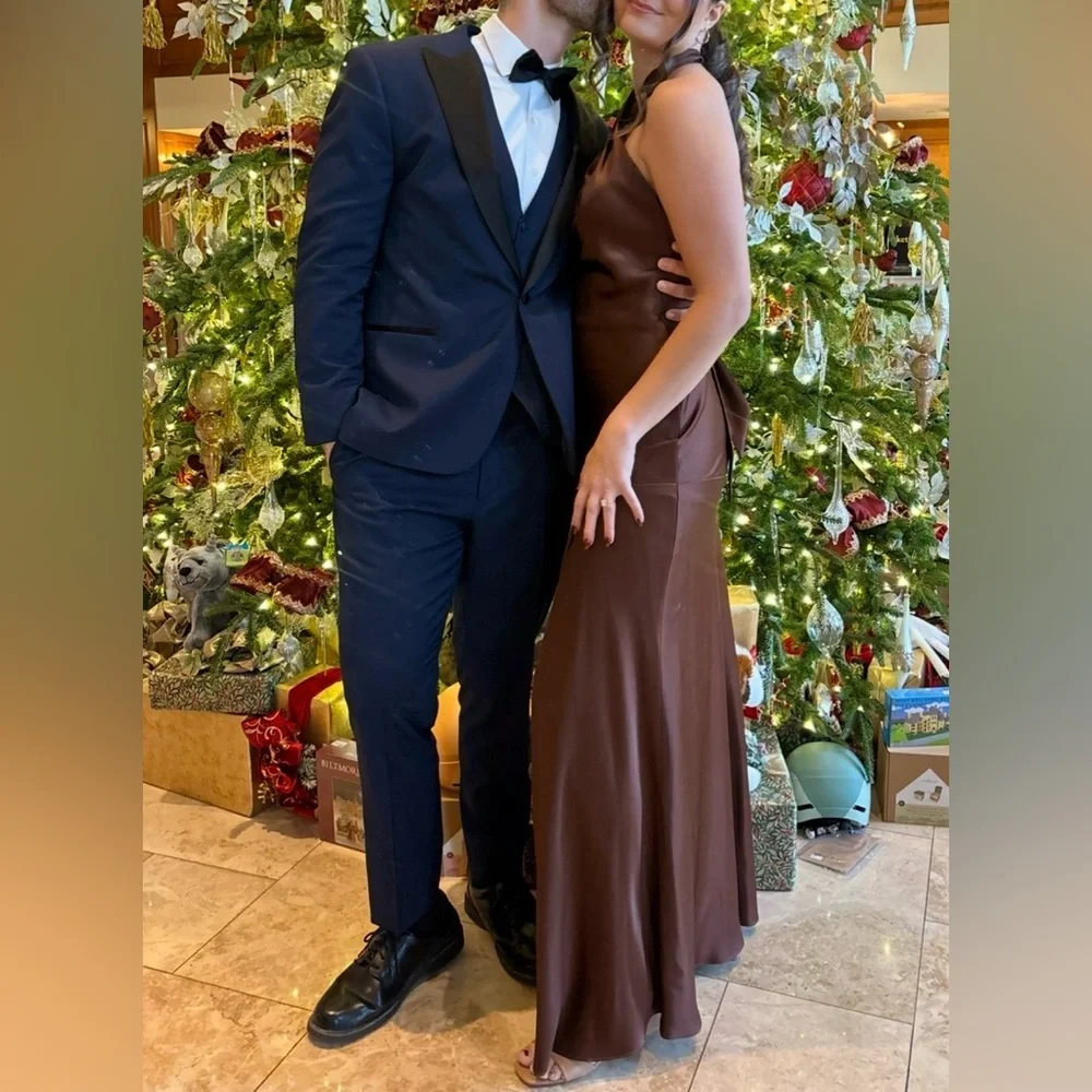 Revelry Athena Satin Dress in Mahogany - Size 6 - Picture 3 of 4